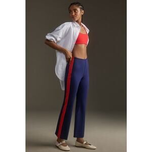 Anthropologie Maeve The Margot Flare Pants XS Navy w Contrast Stripe